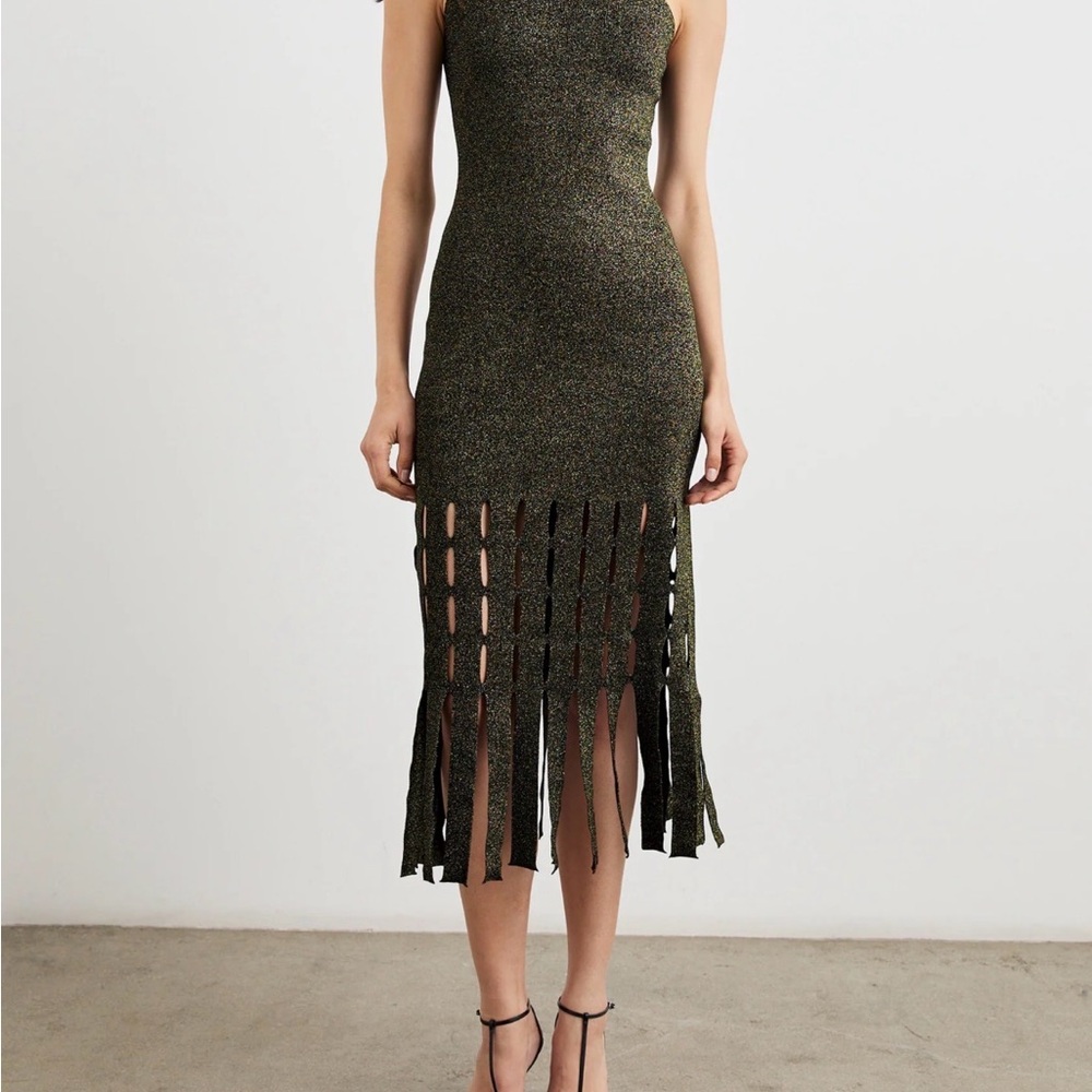 Rails Kaia Metallic Fringe Knit Midi Dress